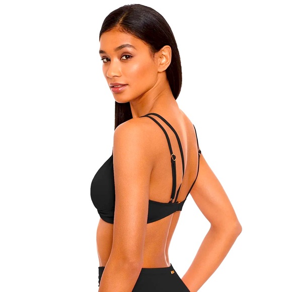 RALPH LAUREN Black Twist Front Double Strap Bikini Top Size 8 NWT - Picture 1 of 15